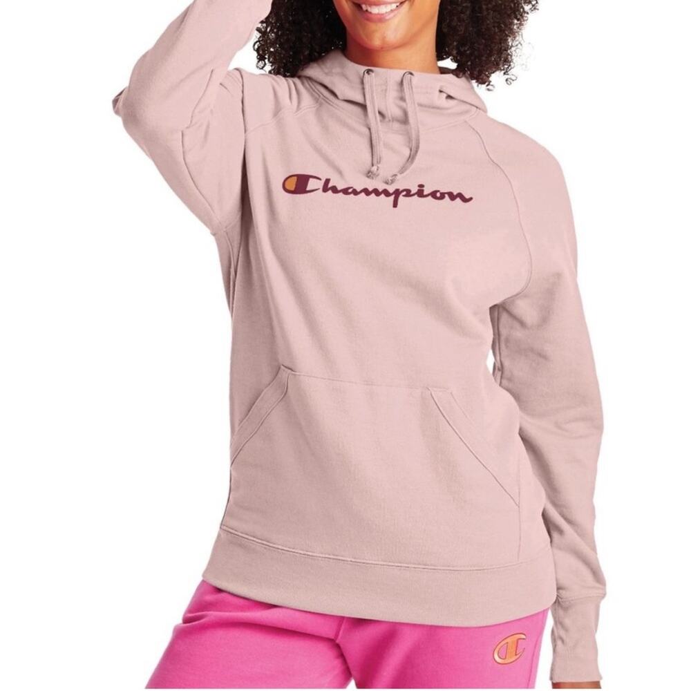 Champion Light Pink Long Sleeve Pullover Hoodie Size S